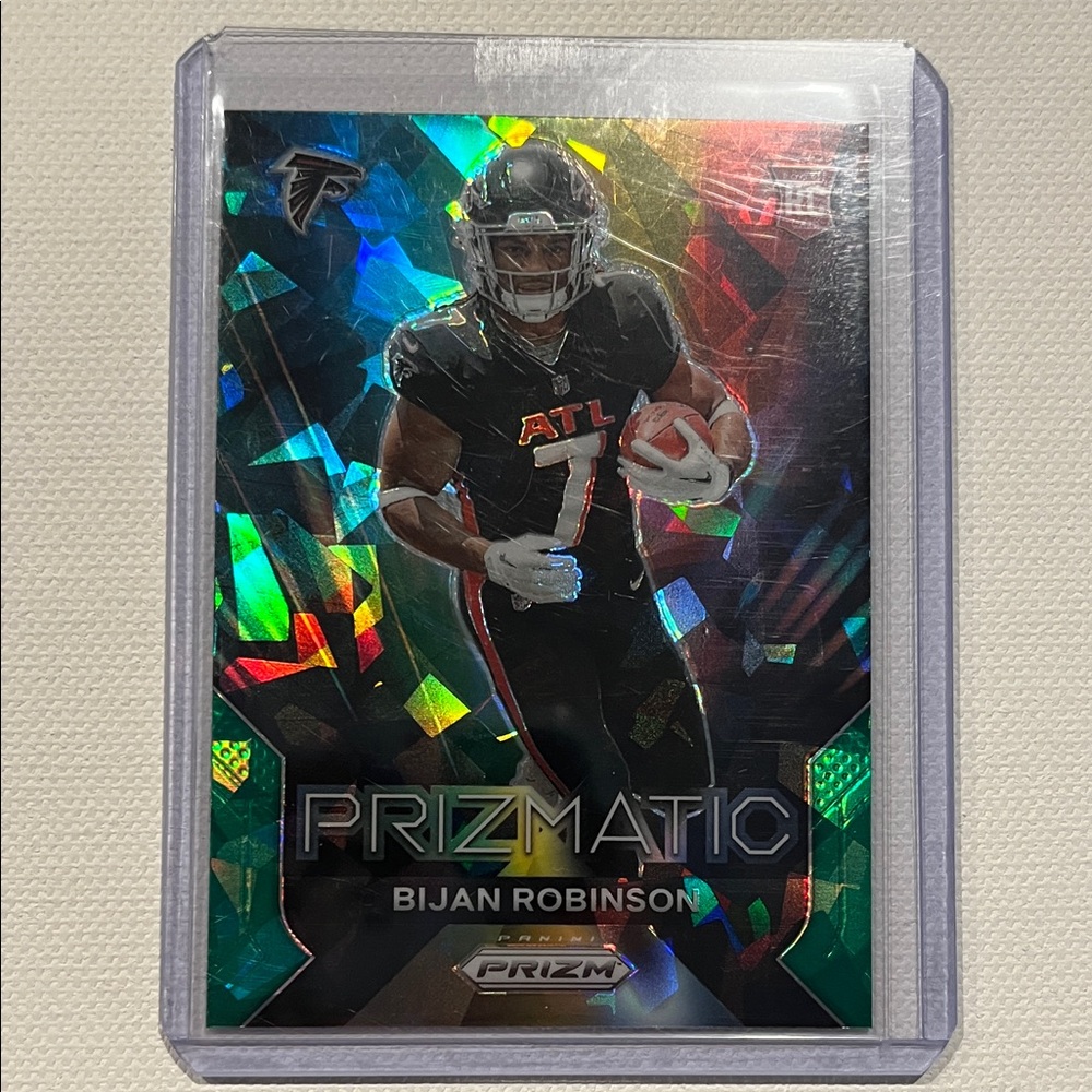 2023 (RC) Bijan Robinson Panini Prizm Green Cracked Ice Prizmatic Rookie #19